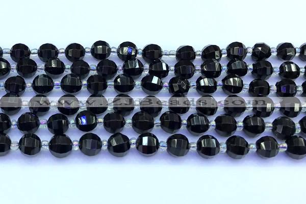CME353 15 inches 8mm pumpkin black agate beads