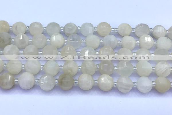CME357 15 inches 10mm pumpkin white moonstone beads