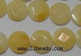 CME51 15.5 inches 15mm faceted coin yellow jade gemstone beads