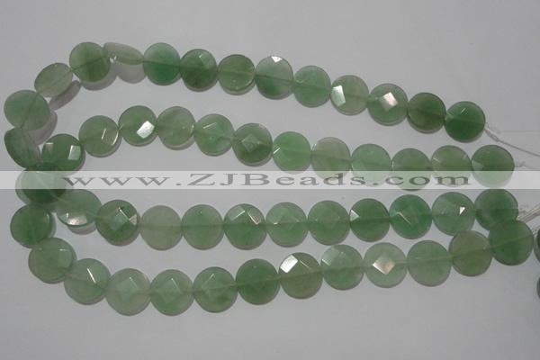 CME52 15.5 inches 15mm faceted coin green aventurine gemstone beads