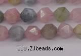 CMG201 15.5 inches 6mm faceted nuggets morganite gemstone beads