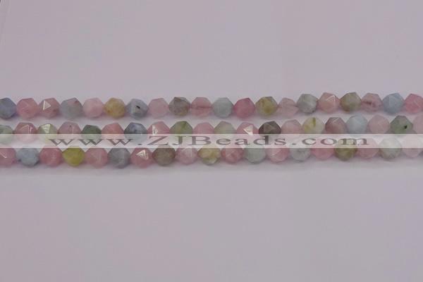 CMG201 15.5 inches 6mm faceted nuggets morganite gemstone beads