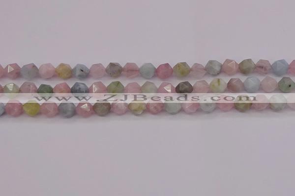 CMG202 15.5 inches 8mm faceted nuggets morganite gemstone beads