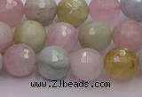 CMG211 15.5 inches 8mm faceted round morganite beads wholesale