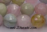 CMG213 15.5 inches 12mm faceted round morganite beads wholesale