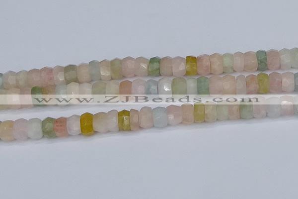 CMG218 15.5 inches 6*11mm faceted rondelle morganite beads