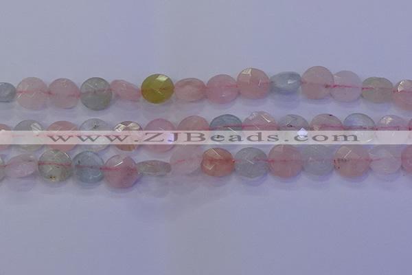 CMG253 15.5 inches 10mm faceted coin morganite beads