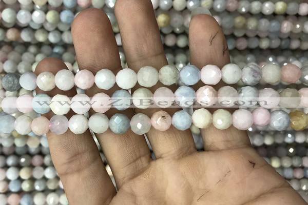 CMG322 15.5 inches 8mm faceted round morganite gemstone beads