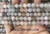 CMG379 15.5 inches 8mm faceted round morganite gemstone beads