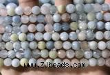 CMG386 15.5 inches 6mm faceted round morganite beads wholesale