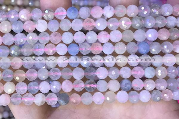 CMG415 15.5 inches 6mm faceted round morganite gemstone beads