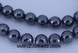 CMH04 16 inches 8mm faceted round magnetic hematite beads