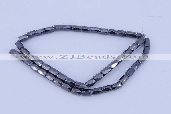 CMH12 16 inches 6*8mm faceted column magnetic hematite beads