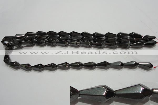CMH142 15.5 inches 8*16mm faceted teardrop magnetic hematite beads