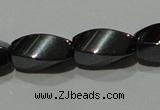 CMH153 15.5 inches 6*12mm twisted rice magnetic hematite beads