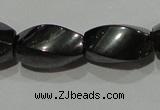 CMH154 15.5 inches 8*14mm twisted rice magnetic hematite beads