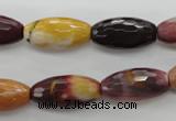 CMK131 15.5 inches 10*20mm faceted rice mookaite beads wholesale