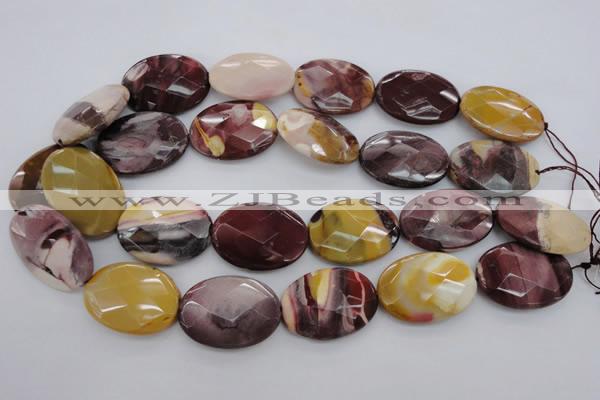 CMK158 15.5 inches 25*35mm faceted oval mookaite beads wholesale