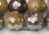 CMK358 15 inches 12mm faceted round AB-color mookaite beads