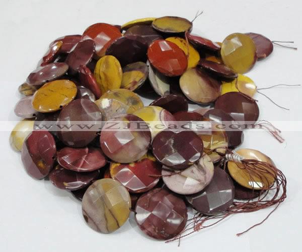 CMK54 15.5 inches 30mm faceted coin mookaite beads wholesale