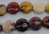 CMK87 15.5 inches 15mm flat round mookaite beads wholesale