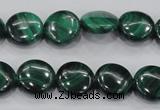 CMN100 15.5 inches 14mm flat round natural malachite beads wholesale