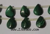 CMN321 Top-drilled 10*14mm flat teardrop natural malachite beads