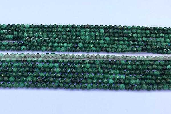 CMN451 15 inches 3mm faceted round malachite beads