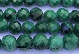 CMN452 15 inches 4mm faceted round malachite beads
