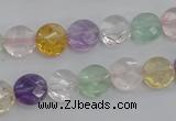 CMQ251 15.5 inches 10mm faceted coin multicolor quartz beads