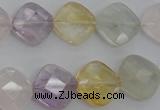 CMQ255 15.5 inches 14*14mm faceted diamond multicolor quartz beads