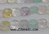 CMQ256 15.5 inches 10*10mm faceted square multicolor quartz beads