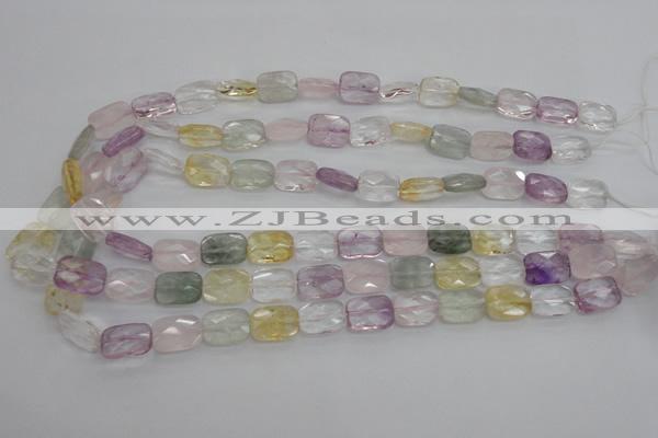 CMQ258 15.5 inches 10*14mm faceted rectangle multicolor quartz beads
