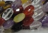 CMQ26 15.5 inches 8*12mm faceted rice multicolor quartz beads