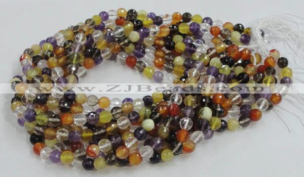 CMQ31 15.5 inches 6mm faceted round multicolor quartz beads