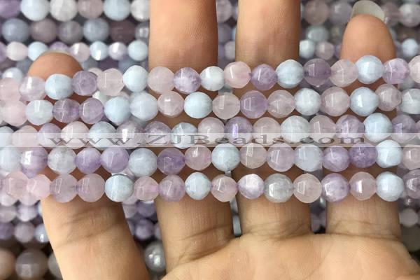 CMQ421 15.5 inches 6mm faceted round natural mixed quartz beads