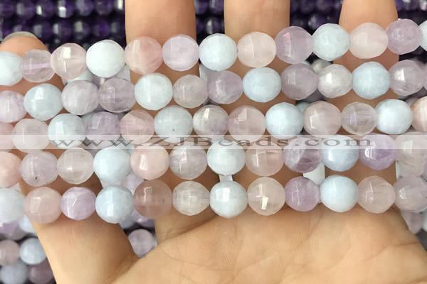 CMQ423 15.5 inches 10mm faceted round natural mixed quartz beads