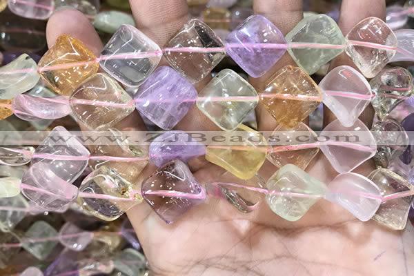 CMQ507 15.5 inches 15*15mm twisted diamond colorfull quartz beads