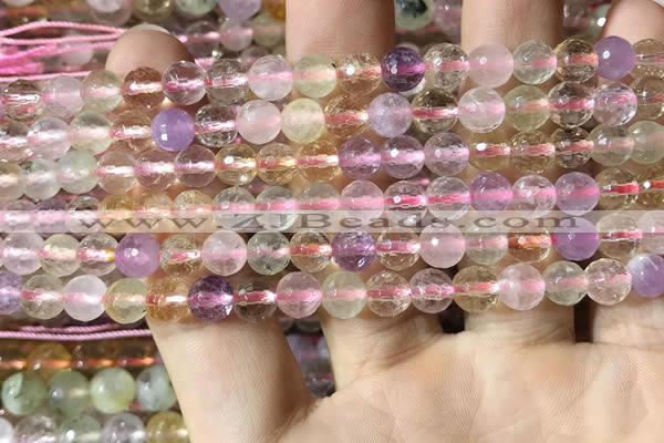 CMQ530 15.5 inches 6mm faceted round colorfull quartz beads