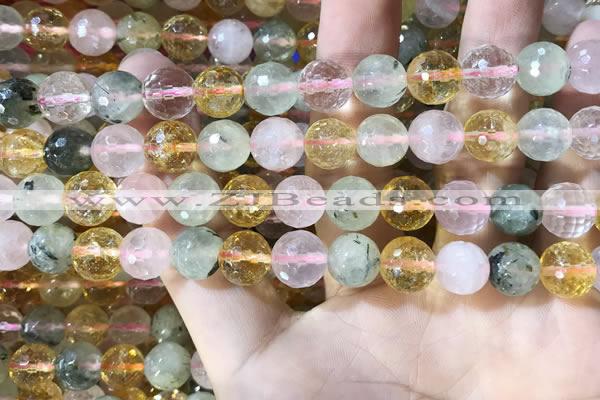 CMQ532 15.5 inches 10mm faceted round colorfull quartz beads