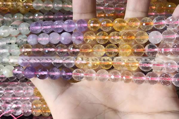 CMQ543 15.5 inches 8mm faceted round colorfull quartz beads