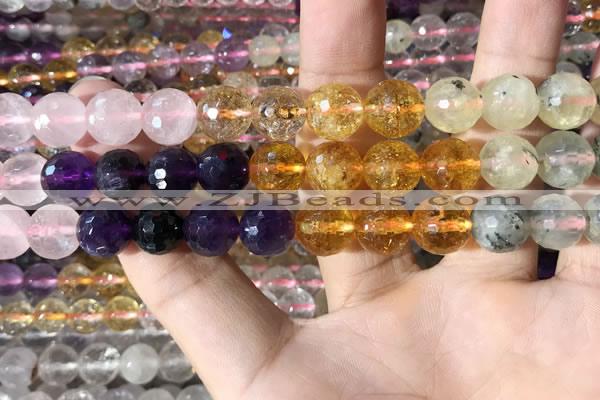 CMQ545 15.5 inches 10mm faceted round colorfull quartz beads