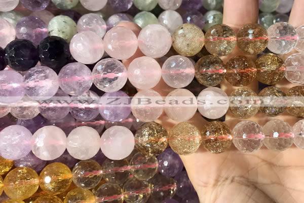 CMQ548 15.5 inches 14mm faceted round colorfull quartz beads