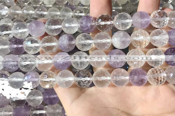 CMQ557 15.5 inches 12mm faceted round colorfull quartz beads