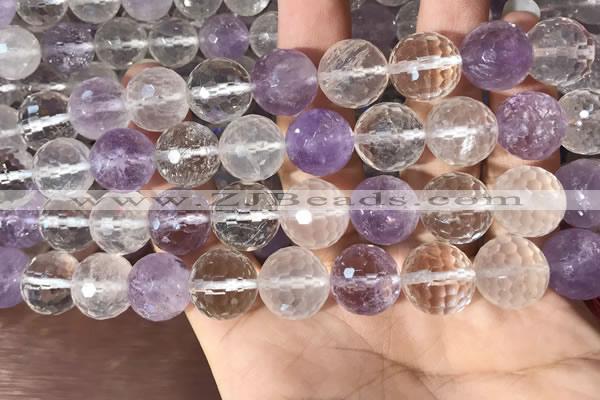 CMQ558 15.5 inches 14mm faceted round colorfull quartz beads