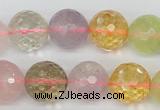 CMQ56 15.5 inches 16mm faceted round multicolor quartz beads