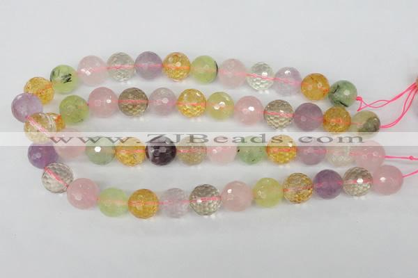 CMQ56 15.5 inches 16mm faceted round multicolor quartz beads