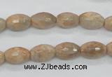 CMS101 15.5 inches 8*12mm faceted rice moonstone gemstone beads
