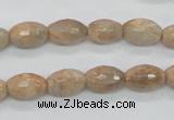 CMS101 15.5 inches 8*12mm faceted rice moonstone gemstone beads