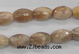 CMS102 15.5 inches 10*14mm faceted rice moonstone gemstone beads